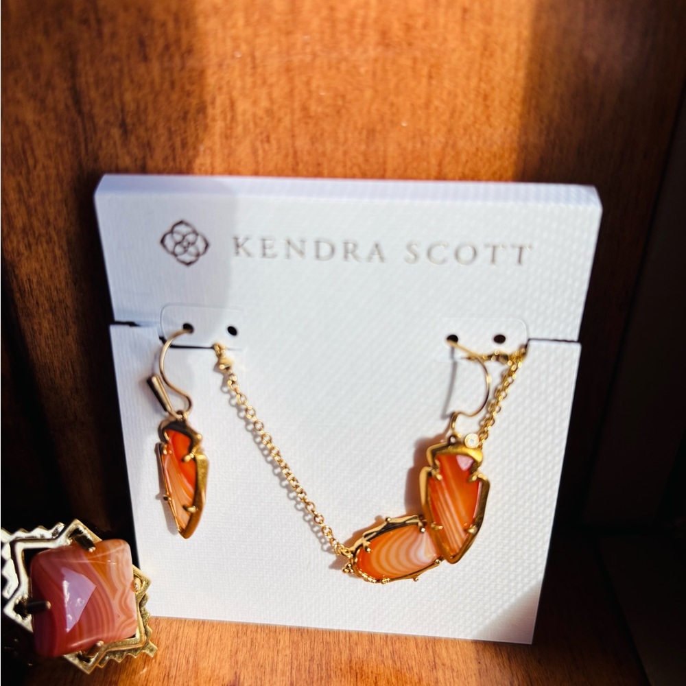 Kendra Scott Gold and Red Earrings